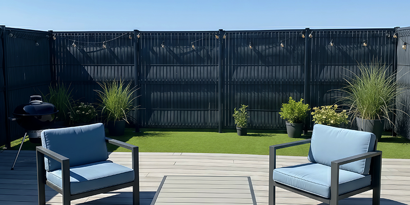 Lames de clôture effet granité couleur noir